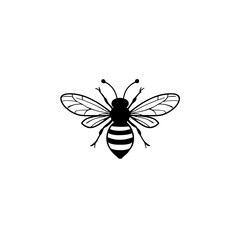Fototapeta premium bee. bee simple black and white line art vector logo