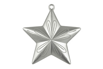 Silver star ornament Christmas isolated on a transparent background