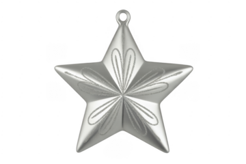 Silver star ornament Christmas isolated on a transparent background