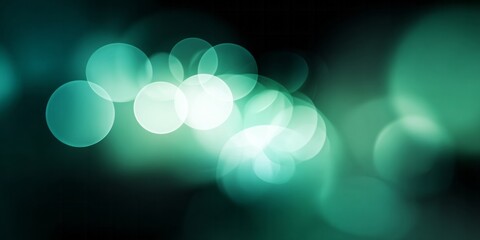 Glowing circular light effects create a vibrant abstract background in shades of teal and black