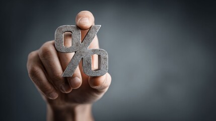 Hand Holding Metal Percent Symbol