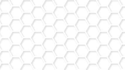 Naklejka premium White 3D Hexagon Honeycomb Background with Soft Shadow – Clean Geometric Pattern, Minimal Modern Tech Wall Texture, Luxury Abstract Surface for Website, Packaging, Branding
