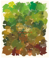vector wine label background with vine leaves