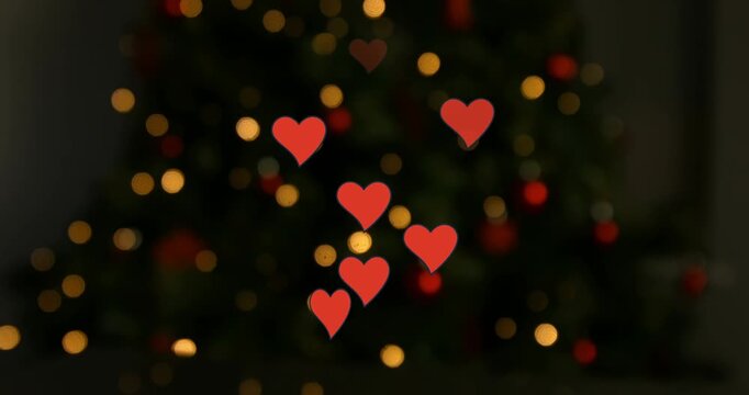 Animation of hearts over spots and bubbles