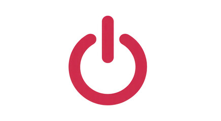 Red power button symbol isolated on a transparent background