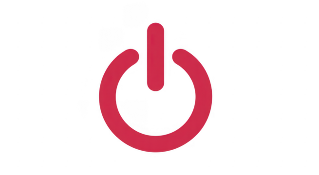 Red power button symbol isolated on a transparent background - Powered by Adobe