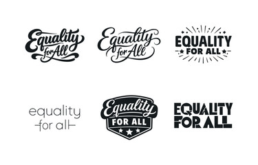Fototapeta premium Diverse Lettering Styles. Equality for All. Set lettering. harmonious lettering variations of the same emblematic concept, each with different artistic