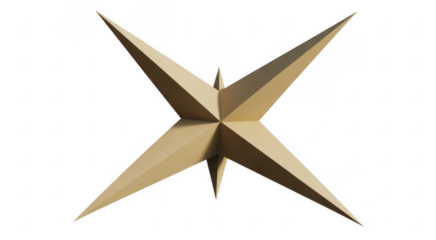 Gold star metal shiny isolated on a transparent background