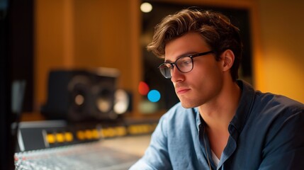 A professional sound engineer focuses on precise adjustments while fine tuning balanced audio levels, ensuring clarity, consistency, and high quality sound for recording and live production.