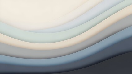 Abstract Wavy Layers in Muted Blues and Beige Tones Background with Gentle Shadows and Smooth Texture