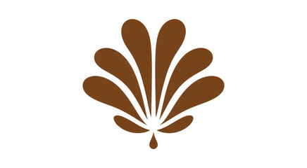 Brown abstract shape with teardrop petals on black isolated on a transparent background