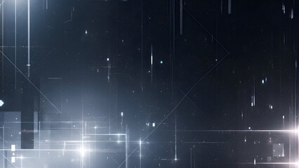 Abstract Dark Background with White Lines and Glowing Particles Digital Space Illustration