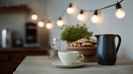 Cozy corner coffee blossom, rustic ambience, Hygge vibe, Diwali twinkle, homemade feast, steamy warmth, enchanting autumnal whispers