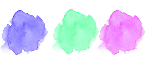 Abstract vibrant blue green purple watercolor splashes on black Modern ink paint art design texture...