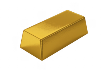Gold Bar gold ingot precious metal isolated on a transparent background