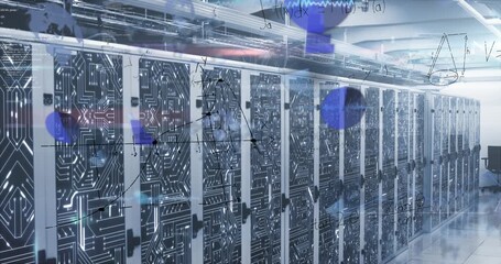 Animation of statistics, mathematical equations and data processing over computer servers - Powered by Adobe