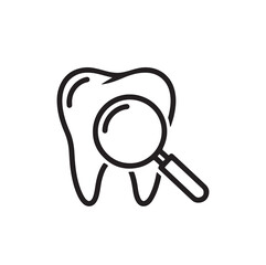 "Tooth with Magnifying Glass Icon &ndash; Dental Examination Vector"