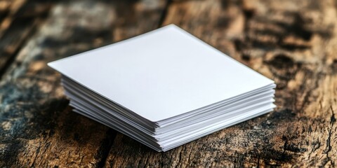 Sticky notes, stack and paper with pages on wooden table for schedule planning, agenda or reminder. Closeup of empty cards or documents for memory, memo or message on checklist, Generative AI