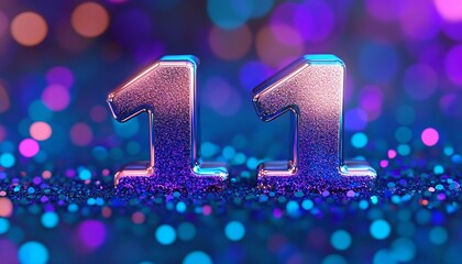 A Vibrant Celebration of the Eleventh Milestone Achievement with Colorful Decorations and Balloons