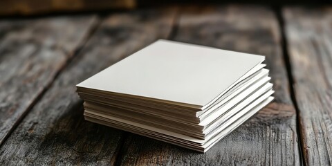 Sticky notes, stack and pile with paper on wooden table for schedule planning, agenda or reminder. Closeup of empty cards or documents for memory, memo or message on checklist, Generative AI