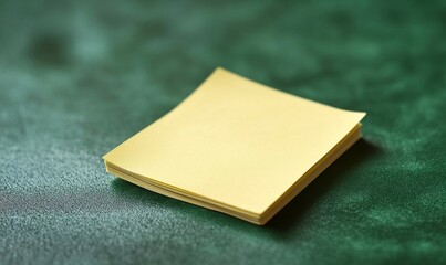 Sticky note, page and mockup with paper for agenda, tasks or reminder on a green background. Empty space, sign or small document for alert, notification or message on memo, Generative AI