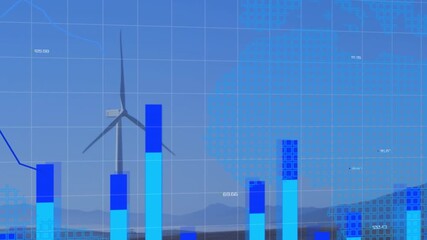 Animation of data processing over wind turbine - Powered by Adobe