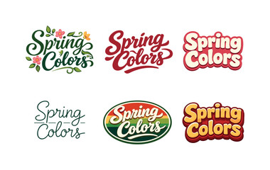 Spring Lettering Variations. Spring Color Palette. Set lettering. harmonious lettering variations of the same emblematic concept, each with different artistic