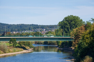 Thiewallbr&uuml;cke am Fluss Weser, Hameln, Niedersachsen, Deutschland