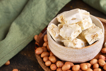 Nougat candy with nuts dessert and treat