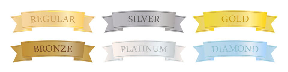 多段階メンバーシップランク用リボンラベル素材（ベクター）