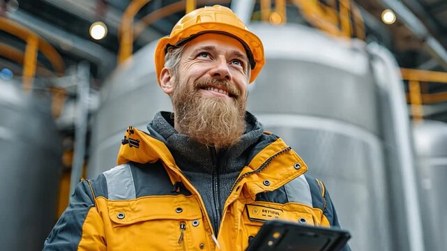 Smiling Young Male Operator Scanning Barcodes in Dairy Facility