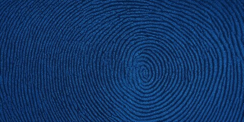 Deep blue textured surface displays a distinct concentric swirl pattern resembling a dermal ridge impression