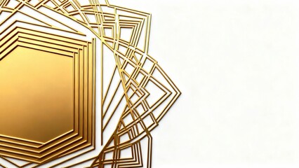 Abstract visual representing sharia banking policy and ethical finance governance in premium gold line style, on white background