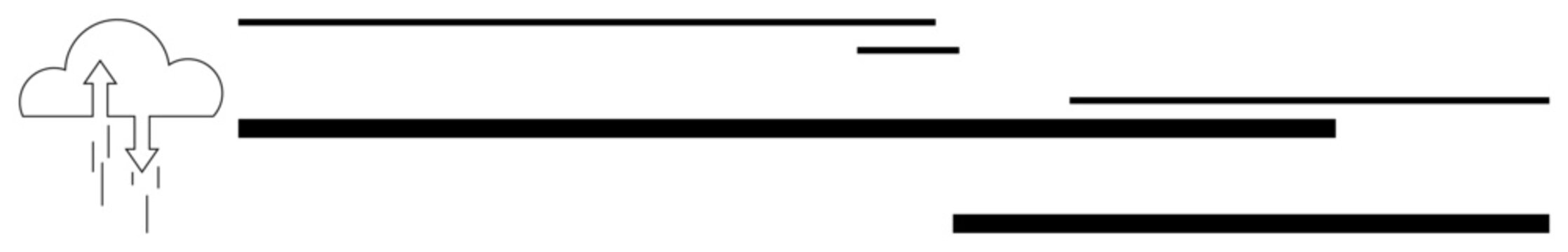 Cloud with arrows representing data exchange, accompanied by horizontal lines symbolizing connectivity, speed, and efficiency. Ideal for technology, data, storage, network, innovation progress