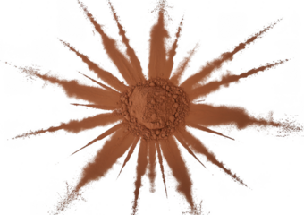 Brown powder explosion abstract isolated on a transparent background