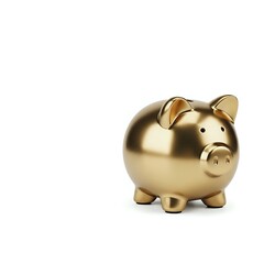 Obraz premium Golden piggy bank on white background isolated for savings and financial planning concepts.