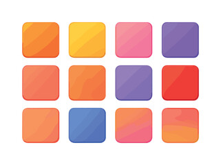 Sunset Color Palettes. Color palettes of sunset. Colorful flat vector icons set of color palettes of sunset: warm orange tile, golden yellow block, soft pink