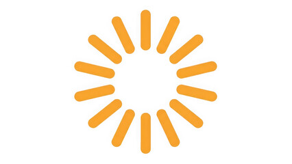 Orange circular loading progress indicator icon with radial bars isolated on white