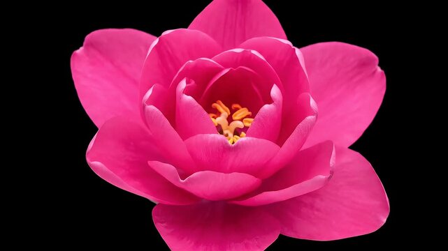 Vibrant pink flower with delicate petals and stamen isolated on a fond vert.