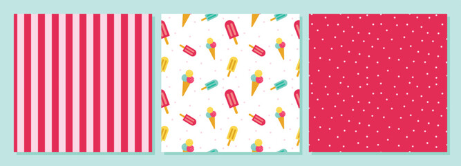 Ice cream seamless pattern. Colorful summer seamless pattern. Summer seamless vector illustration.