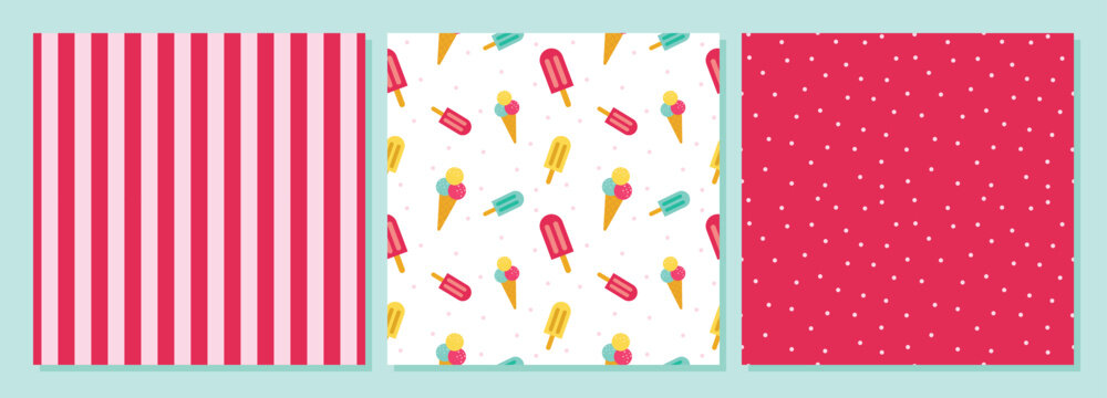 Ice cream seamless pattern. Colorful summer seamless pattern. Summer seamless vector illustration.