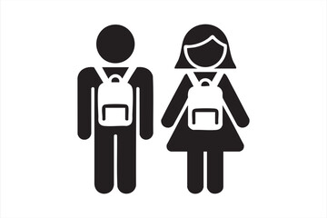 School children symbols for kid safety interfaces, youth program web templates