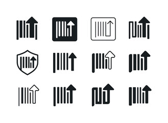 Obraz premium Supply Chain Icons. Retail supply chain efficiency and cost management. Icon set. Set Logo of retail supply chain efficiency and cost management: barcode and
