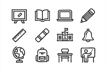 Education desk symbols for academic web templates, digital teaching apps