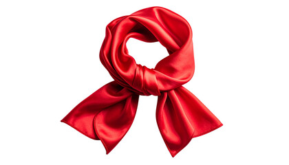 Red patterned knotted silk scarf fashion accessory isolated on solid white background3
