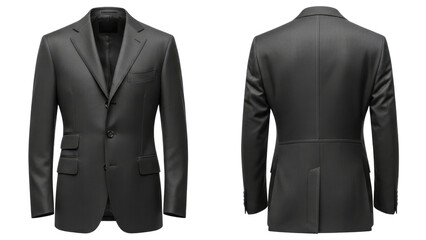 Black long sleves men's coat with Multiple Views and Transparent Background for Mockups and Design