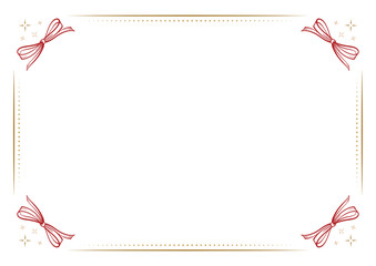 Christmas rectangular frame with red bows. Festive holiday decorative border.