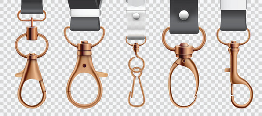 Set of copper swivel lobster clasps vector illustration