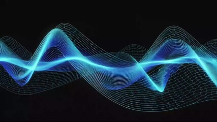Glowing blue waveform animation on black background
