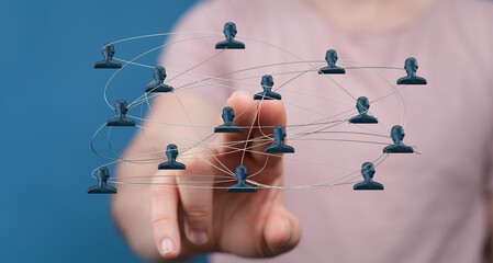 Digital concept of network with people icons and connections, networking, teamwork, technology,...